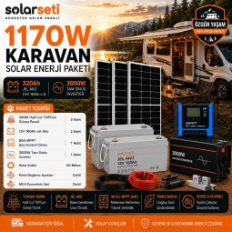 1170W Karavan Solar Enerji Paketi - 320Ah Jel Akü - 3000W Tam Sinüs İnverter 1170W Karavan Solar Enerji Paketi - 320Ah Jel Akü - 3000W Tam Sinüs İnverter
